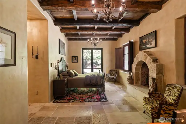 Reclaimed French oak beams, carefully sourced and installed by skilled artisans.