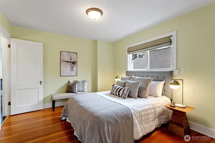 Original red fir, a window, a door to the rest of the house. Nothing extra. Nothing missing.