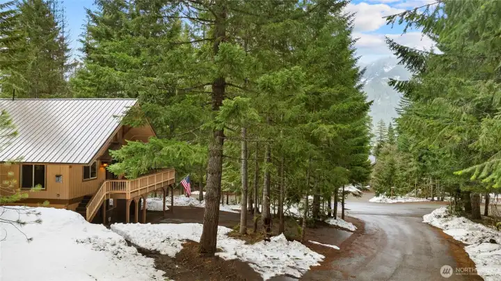 Very large parking are for this home.