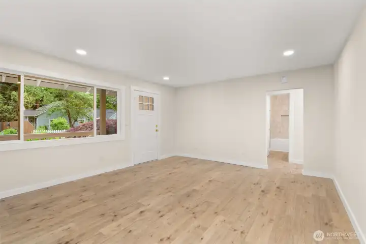 Living space with updated lighting