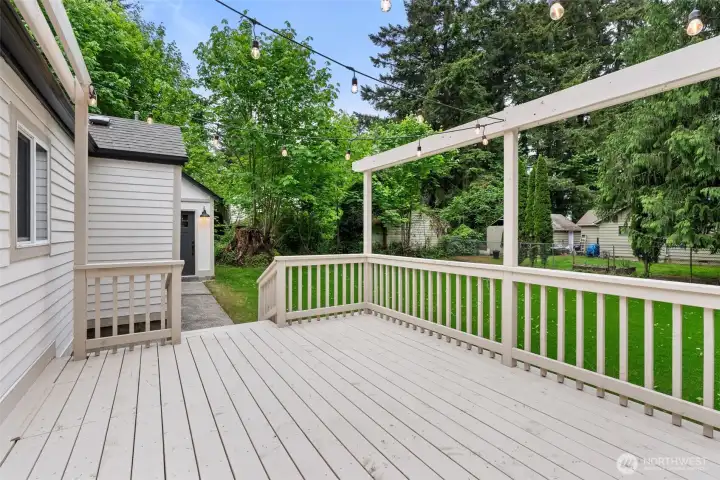 New Back Deck with Cafe lighting