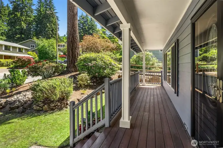 A covered rocking chair porch welcomes you home.