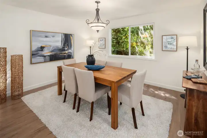 Roomy dining area can comfortably accommodate your dinner parties.