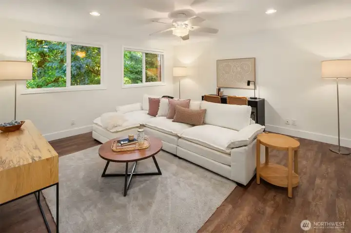 Upstairs, this huge bonus room could easily double as a 5th bedroom.