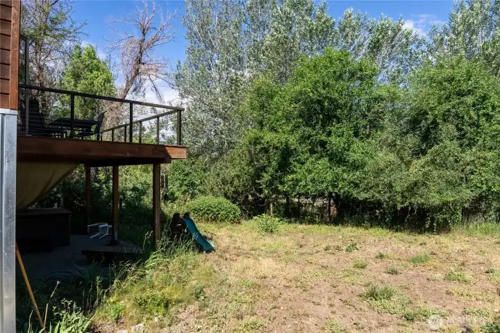 Plenty of sun in the back yard! It's a blank slate for your garden plans! Plenty of sun in the back yard! It's a blank slate for your garden plans!