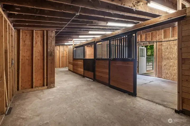 Not shown is a generous tack room and commodity bays for storing hay and shavings Not shown is a generous tack room and commodity bays for storing hay and shavings