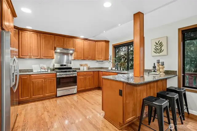 Plenty of counter space and storage in the kitchen.
