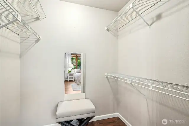 Convenient walk-in closet.