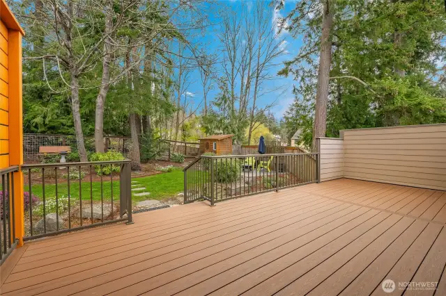 Another brand "spankin" new rear deck for entertaining and enjoying this tranquil back yard.