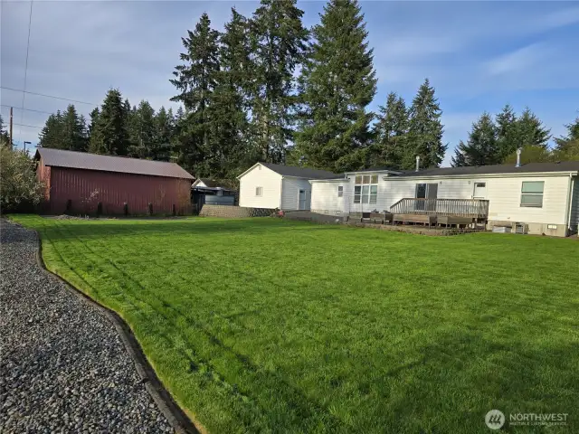Large backyard for living and gardening.