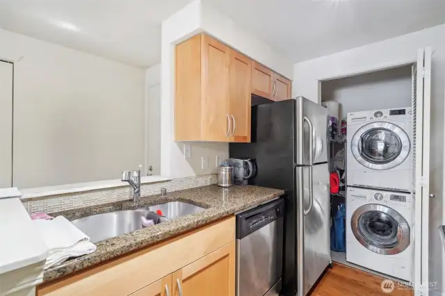 Granite countertop with stainless steel appliances