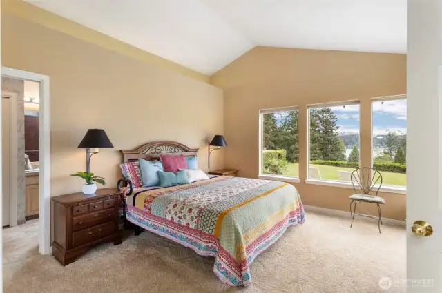 Primary bedroom toward the water view.