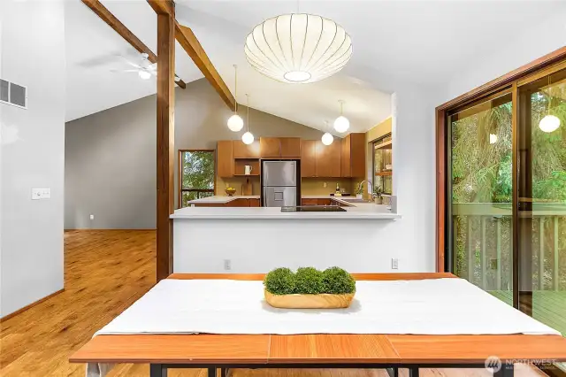 Open-concept dining room and kitchen