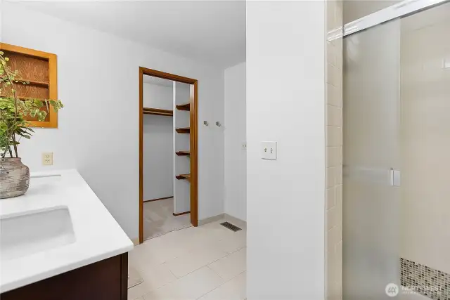 Primary bathroom and walk in closet