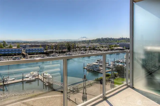 This is a scene from another waterside condo taken on a day when Mr Rainier is in view.