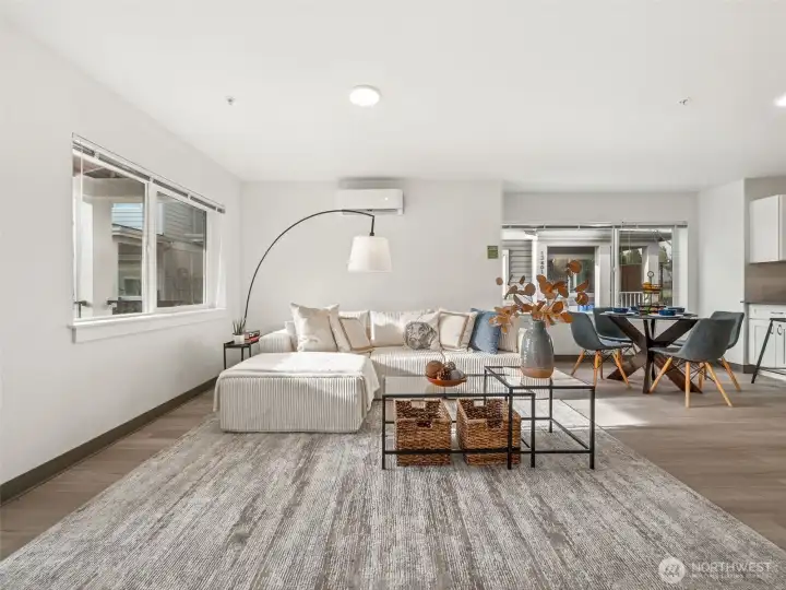 Great living space area with mini split ac/heat, lvp flooring and triple pane windows