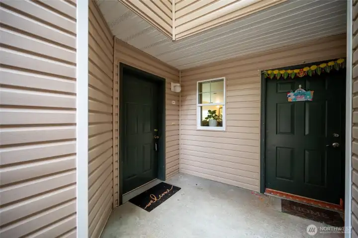 Welcoming covered front entry.