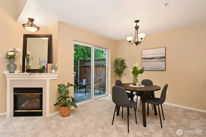 Dining area flows seamlessly with the open floorplan.