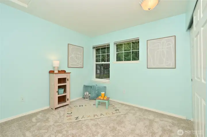 Bedroom #1 - New carpet and large closet with an organizer.