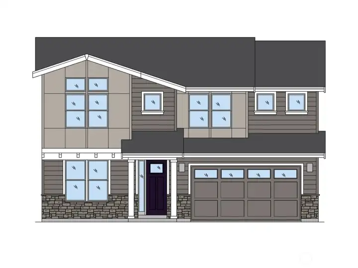 The Sloan home exterior rendering at Gooden Hollow. All photos, renderings, site maps, and floorplans are for visualization purposes only. Plans, colors, building orientation, finishes, home outlook, and other details can and WILL vary.
