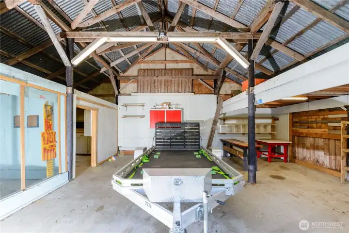 Inside barn