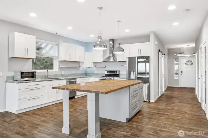 View from living room of front entrance