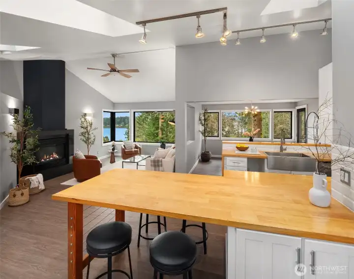 Great room and kitchen with incredible views