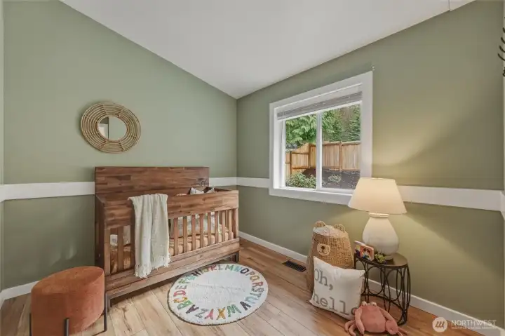 Vaulted ceilings in this room.