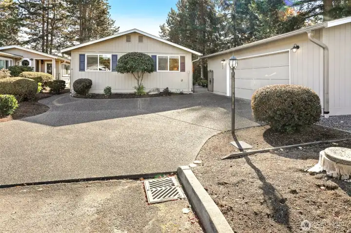 View from Cul de Sac.  with off street parking for 2 cars plus the 2 car detached garage