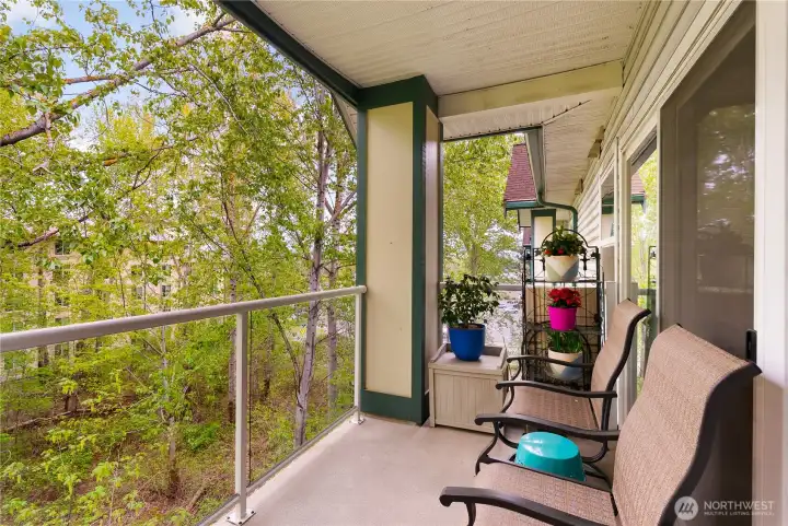 Patio for morning sunrise coffee time.