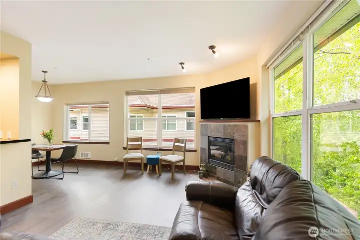 Open floor plan with lots of light.