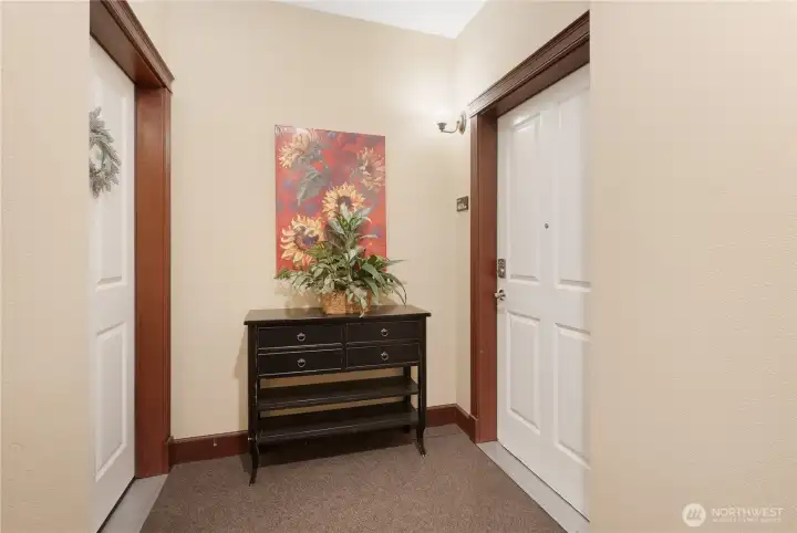 Private secured hall entry. Elevator takes you from secured parking to your floor.