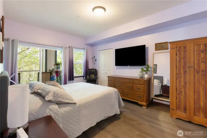 Primary can hold a king size bed.