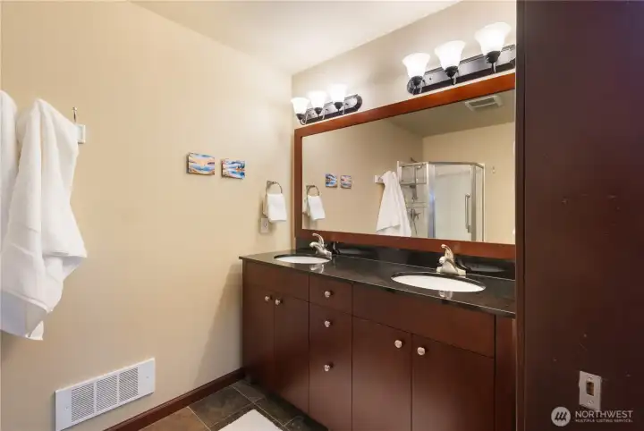 Primary bathroom double sinks