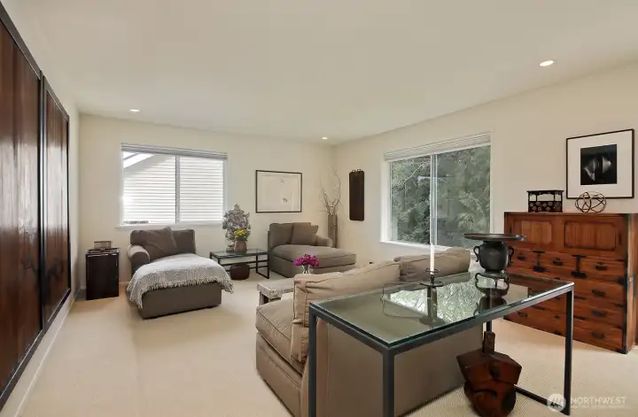 Wood panel art (along left edge of photo) may be purchased after closing.