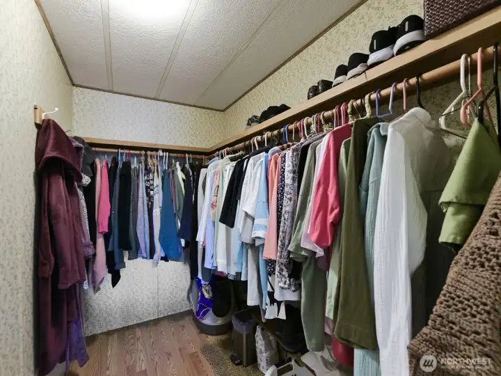 The primary bedroom also has a large walk-in closet.