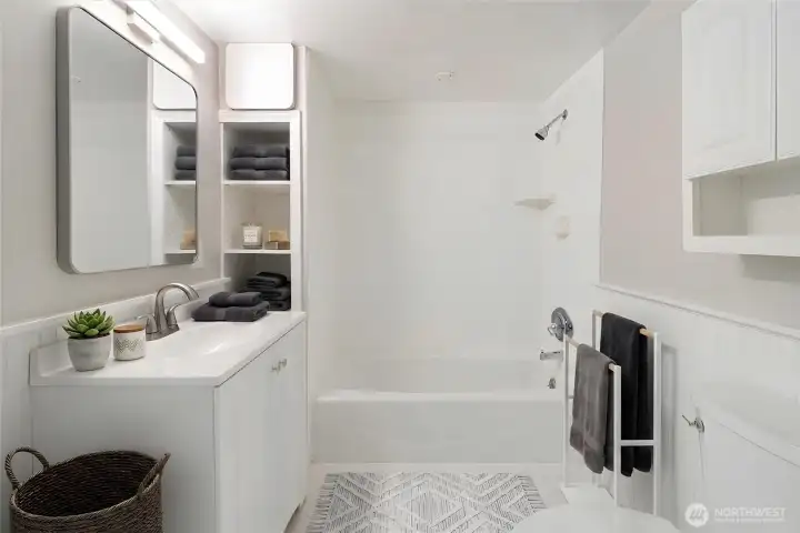 Additional Angle of Main House Bathroom (Virtually Staged)