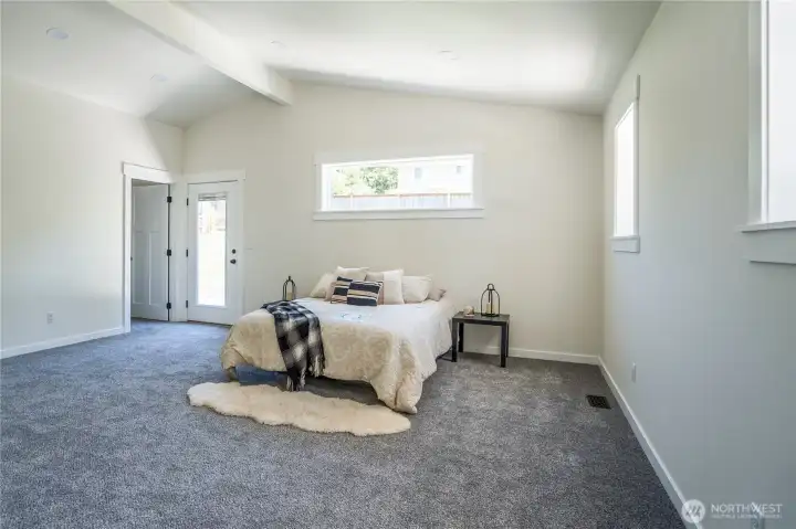 Large main floor primary bedroom. Walk in closet