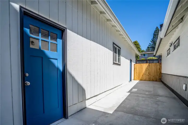 Garage is just steps away from the side door