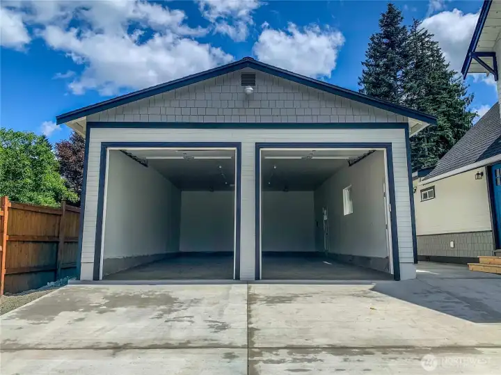 4 car finished garage.