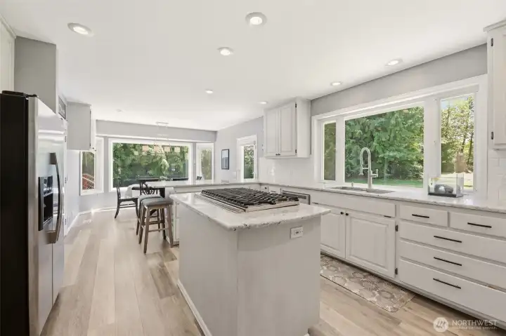 Large Kitchen with stove top Island