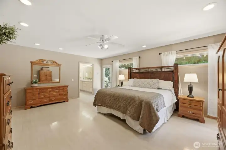 Oversized Primary Bedroom with access to back deck