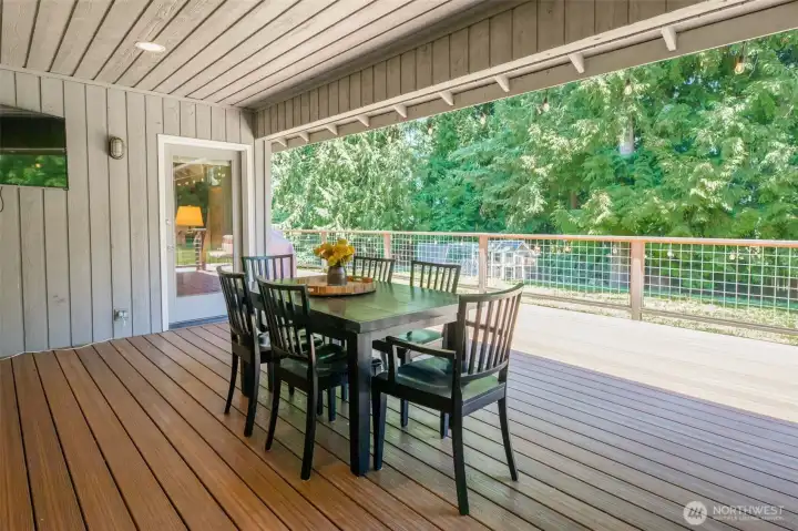 Back covered deck - Access from Kitchen, family room and primary bedroom