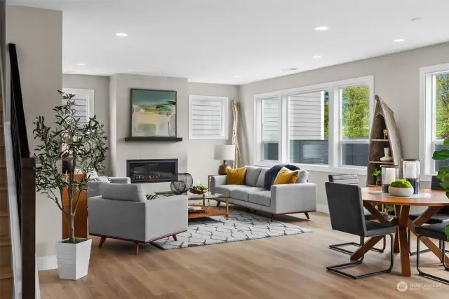 Whether you're hosting a housewarming party for your nearest and dearest, or spending a quiet evening curled up in front of the fireplace, the open floor plan offers comfortable living spaces that flow seamlessly together.