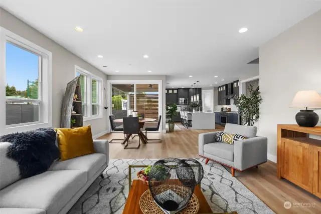 Enjoy the blend of style and function in this open concept space, featuring the kitchen, dining area, and great room.  Perfect for entertaining.