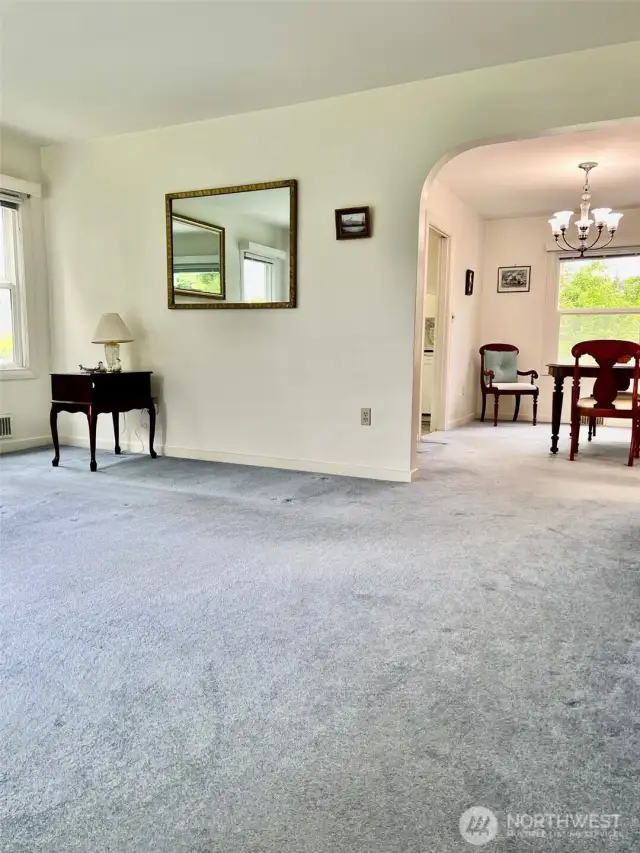 View from the entry to the dining room