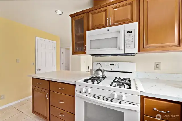 Updated cabinets and a walk-in pantry.