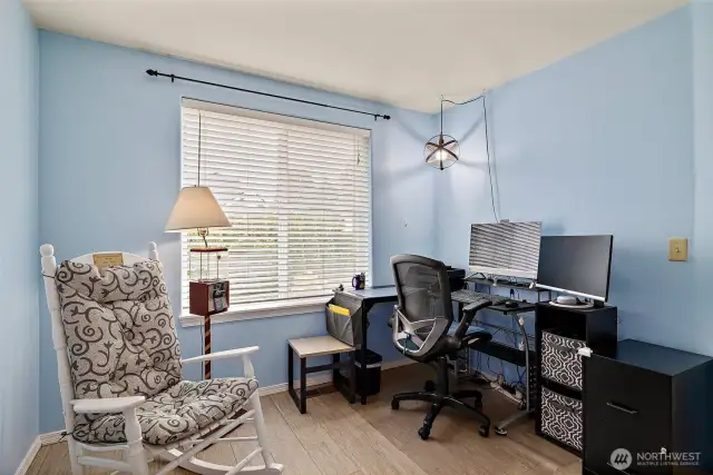 Bedroom #2 is being used as a home office.
