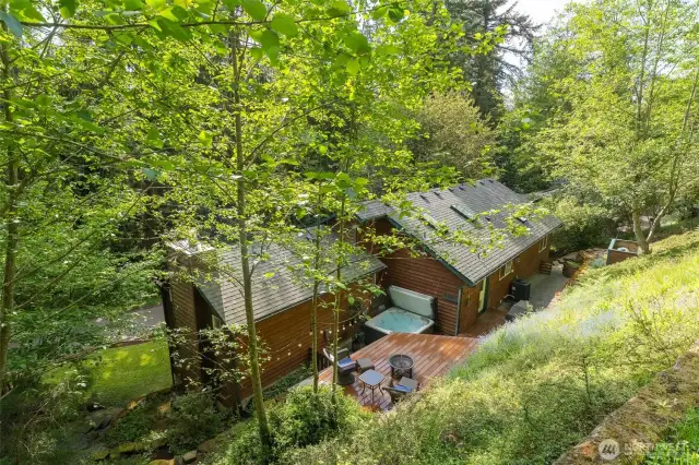 View down towards the home from the second terrace.