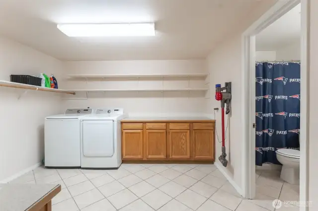 Utility room lower level with lot of space.